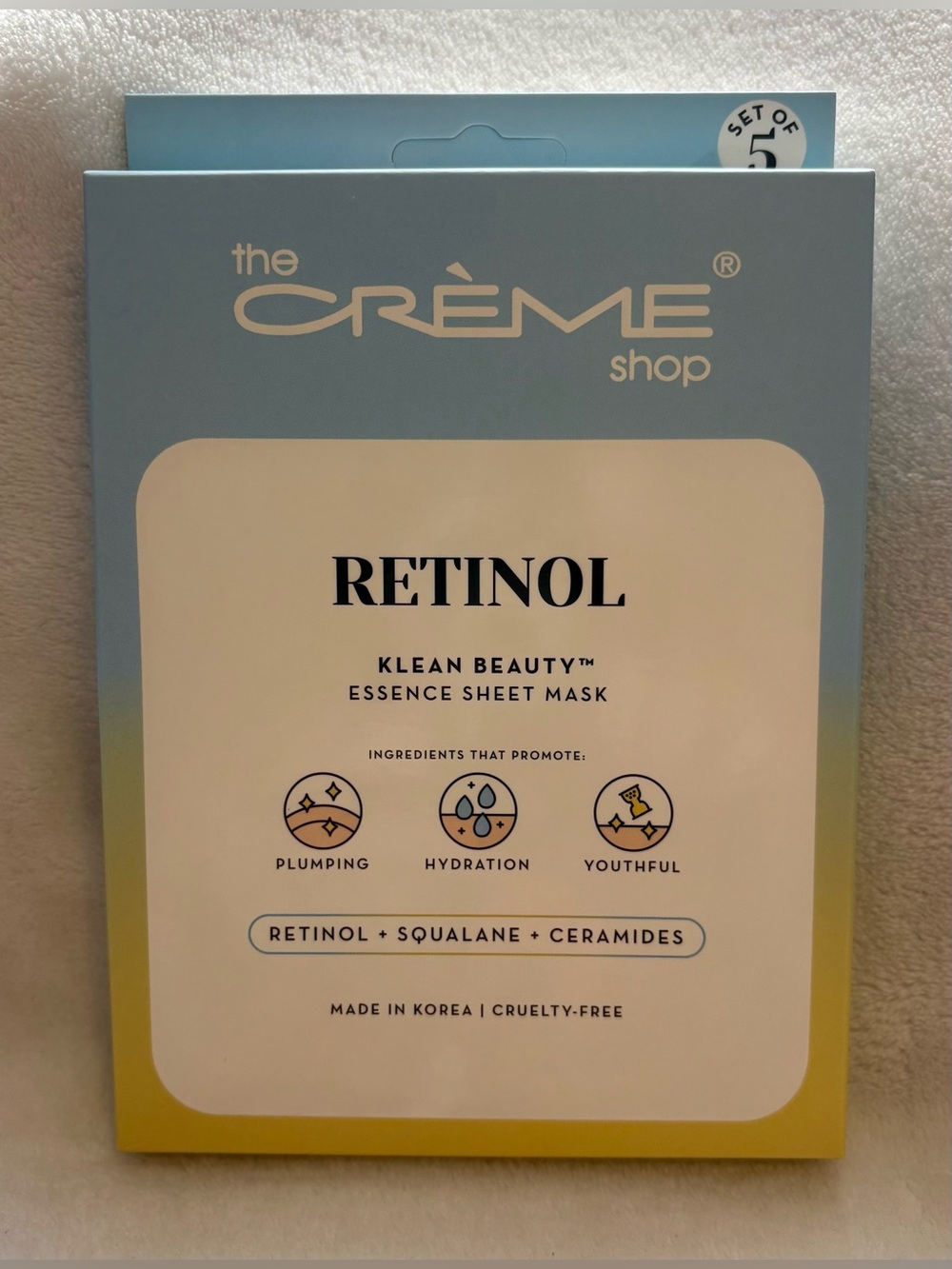 The Crème Shop Retinol Essence Sheet Mask - Blue & Yellow
